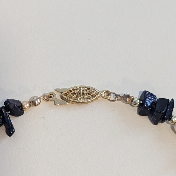 Vintage Baroque Pearl Blue Goldstone & Murano Glass Pendant Necklace & Earrings - Picture 7 of 9